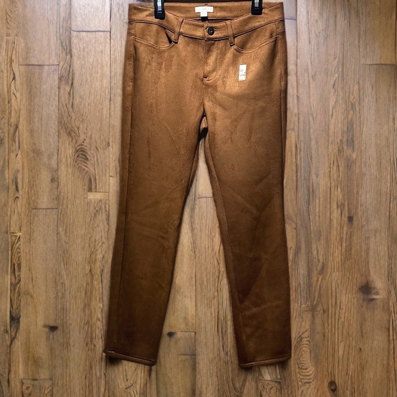 J Jill Faux Suede Camel Chestnut Ankle Leggings Pants Size 4 Extra Small XS NWOT - Picture 1 of 16
